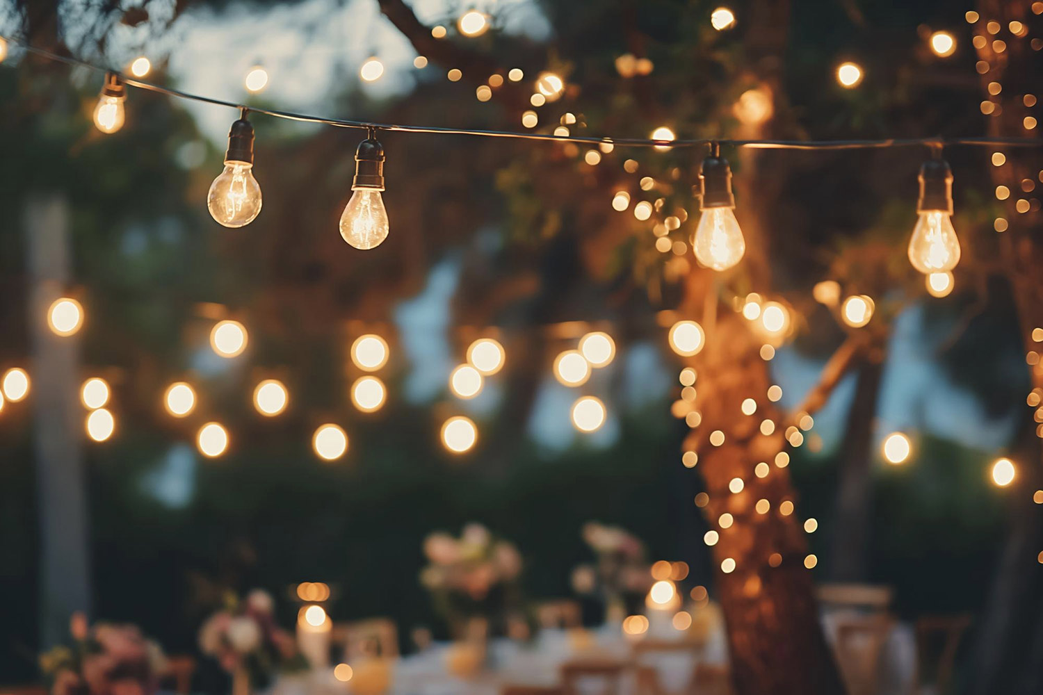 Image showing Festoon Lighting for Weddings - Magical Wedding Lighting Hire