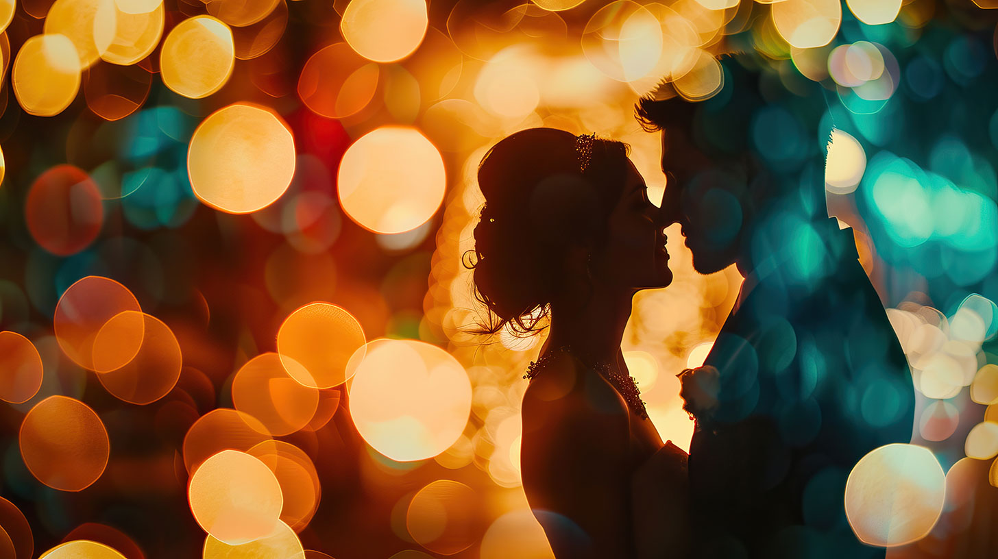 Lights hired at a wedding.